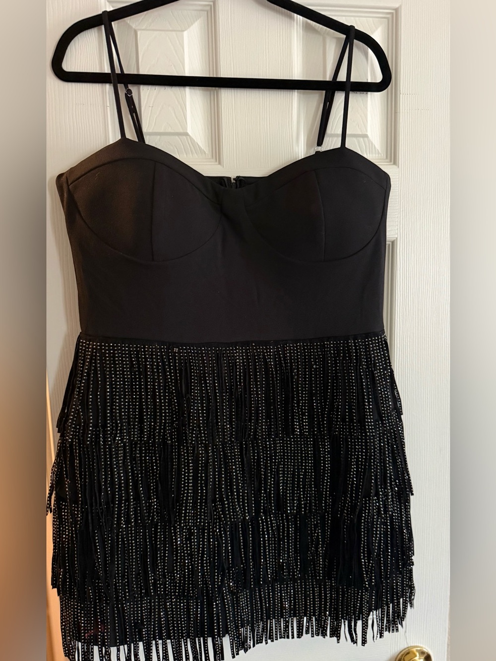 Francesca's Collections Black Fringe Party Dress